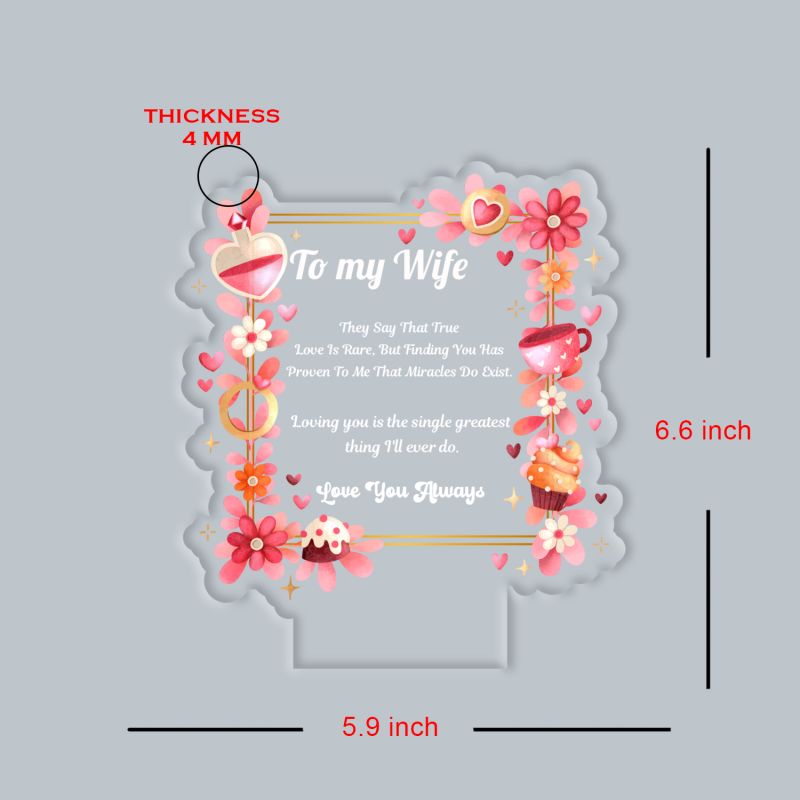 Acrylic Led Lamp Romantic Gift for Couples Warm White Light Gift Item for Wedding, Anniversary, Birthday & Valentine's Day (to My Wife Gift)